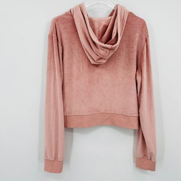 Splendid Size Large Dusty Pink Long Sleeve Velvet Cropped Hoodie - Picture 9 of 9